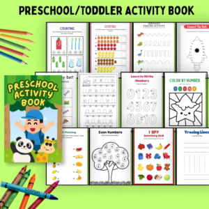 Preschool Activity Book Printable | Toddler Workbook | Alphabet Tracing, Shapes, Colors | Homeschool Worksheets/ Travel Activities Ages 2-5